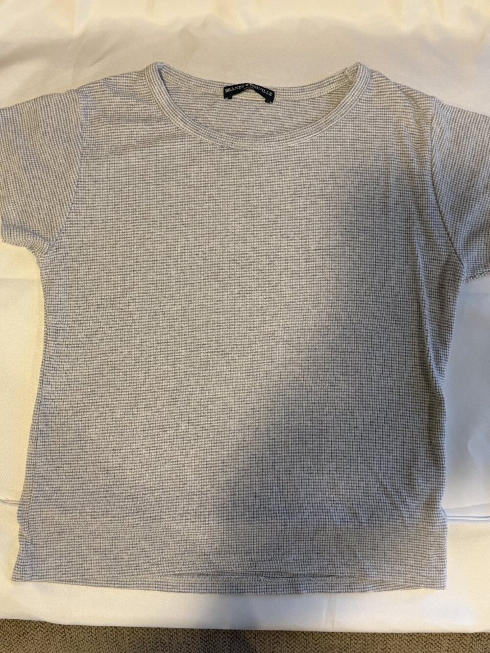 Brandy Melville Gray Waffle Knit Short Sleeve Tee One Size Like New